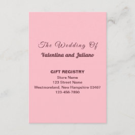 Typography Pink Wedding Gift Registry Portrait エンクロージャーカード