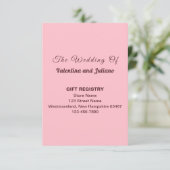Typography Pink Wedding Gift Registry Portrait エンクロージャーカード (スタンド正面)
