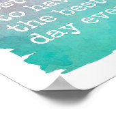 typography poster best day ever quote on blue ポスター (角)
