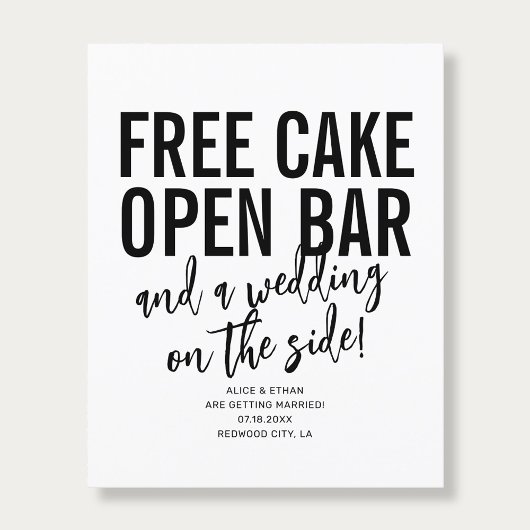 Typography QR Code Free Cake Wedding Save The Date チラシ