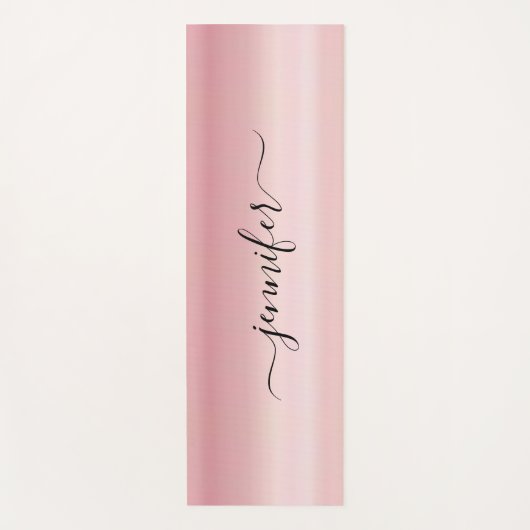 Typography Script Name Elegant Rose Gold Fitness ヨガマット (正面)