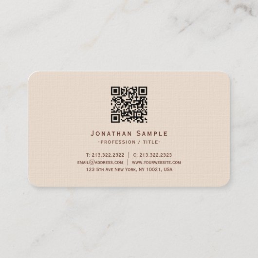 Typography Script Terracotta Luxury Premium Linen 名刺 (裏面)