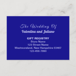 Typography Style Dark Blue Wedding Gift Registry エンクロージャーカード
