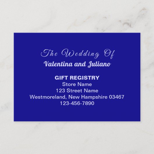 Typography Style Dark Blue Wedding Gift Registry エンクロージャーカード (正面)