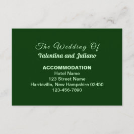 Typography Style Dark Green Wedding Accommodation エンクロージャーカード