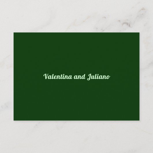 Typography Style Dark Green Wedding Accommodation エンクロージャーカード (裏面)