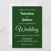 Typography Style Minimalist Dark Green Wedding 招待状 (正面)