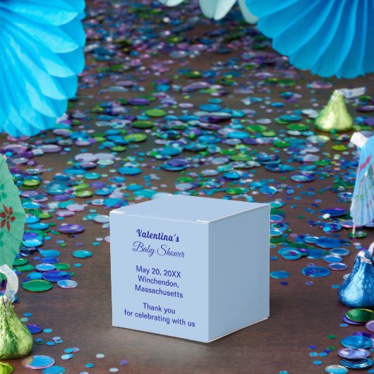 Typography Style Minimalist Light Blue Baby Shower フェイバーボックス (パーティー)