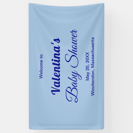 Typography Style Minimalist Light Blue Baby Shower 横断幕 (縦)