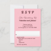 Typography Style Minimalist Pink Portrait Wedding 出欠カード (正面)