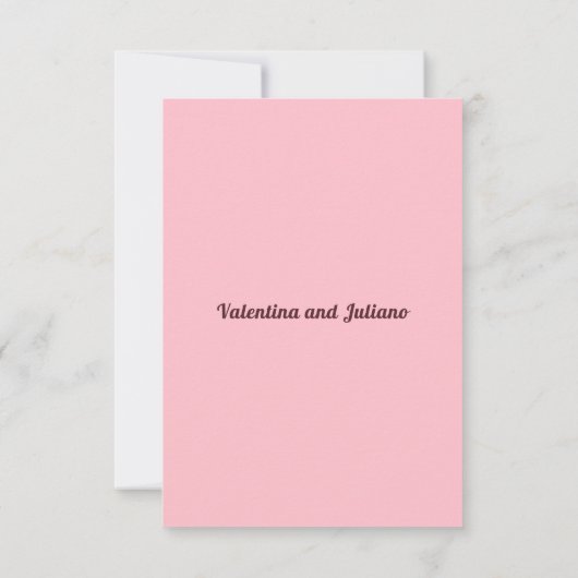 Typography Style Minimalist Pink Portrait Wedding 出欠カード (裏面)