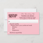 Typography Style Minimalist Pink Wedding RSVP (正面)