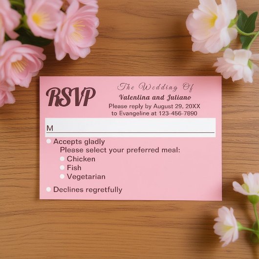 Typography Style Minimalist Pink Wedding RSVP