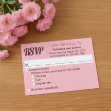 Typography Style Minimalist Pink Wedding RSVP