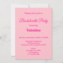 Typography Style Pink Bachelorette Party 招待状