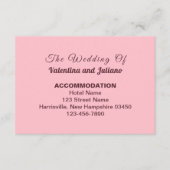 Typography Style Pink Wedding Accommodation エンクロージャーカード (正面)
