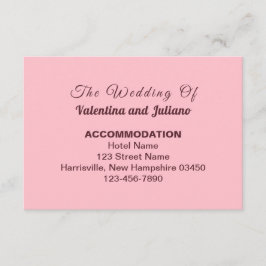 Typography Style Pink Wedding Accommodation エンクロージャーカード