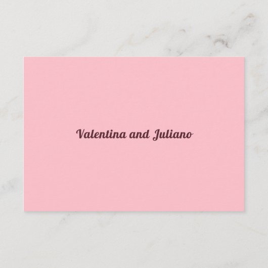 Typography Style Pink Wedding Accommodation エンクロージャーカード (裏面)