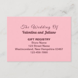 Typography Style Pink Wedding Gift Registry エンクロージャーカード