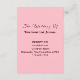 Typography Style Pink Wedding Reception Portrait エンクロージャーカード