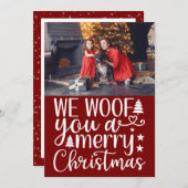Typography, We Woof You a Merry Christmas Greeting シーズンカード (正面/裏面)