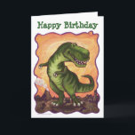 Tyrannosaurus Party Center カード<br><div class="desc">Animal Parade Tyrannosaurus Rex Birthday Party themed customizable and personalized gifts, decorations, party favors, and much more created by ITD Animal Parade feature our original art of a playful TRex dinosaur who stands in a brown prehistoric landscape complete with a smoking volcano. Behind the whimsical dinosaur is a textured yellow,...</div>
