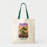 Tyrannosaurus Rex Birthday Party Take Away Bag トートバッグ<br><div class="desc">A great way for party guests to carry home their party favors. Animal Parade Tyrannosaurus Rex Birthday Party Take Away Bag features our original art of a playful TRex dinosaur who stands in a brown prehistoric landscape complete with a smoking volcano. Behind the whimsical dinosaur is a textured yellow, orange...</div>