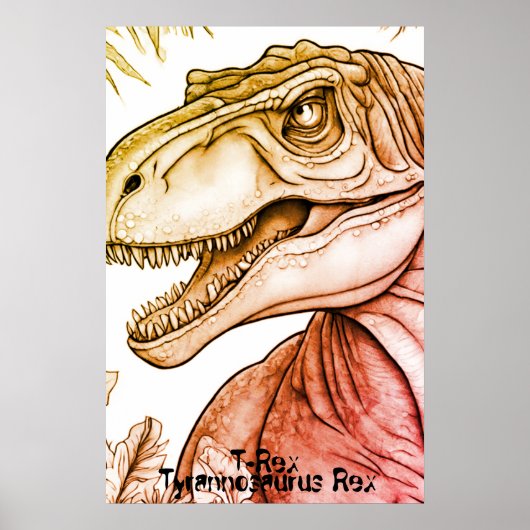 Tyrannosaurus Rex Dinosaur on Bedroom Wall Poster ポスター (正面)
