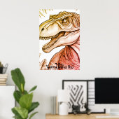 Tyrannosaurus Rex Dinosaur on Bedroom Wall Poster ポスター (ホームオフィス)