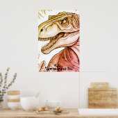 Tyrannosaurus Rex Dinosaur on Bedroom Wall Poster ポスター (キッチン)