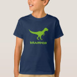 Tyrannosaurus rex dinosaur shirt with kids name tシャツ<br><div class="desc">Cute neon Green trex dinosaur t shirt personalized with kids name. Cute prehistoric t rex clothing design for little boys birthday party. Make one for son, grandson, new baby, grandchild, new mom, mother to be, newborn child, big brother etc. Wild Pre historic t-rex animal cartoon illustration for children. Tyrannosaurus rex....</div>