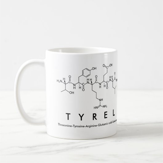 Tyrelペプチド名mug コーヒーマグカップ (左)