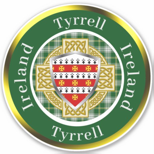 Tyrrell アイルランド シールド/ケルト十字 パーソナライズ シール (正面)