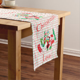 TySantaSaurus クリスマスパーソナライズ 14 x 72 ショートテーブルランナー