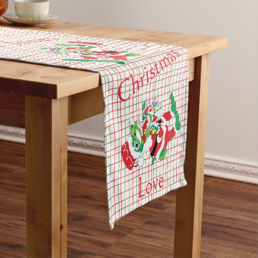TySantaSaurus クリスマスパーソナライズ 14 x 72 ショートテーブルランナー (インサイチュ)
