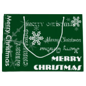 Uの一突き色のパーソナライズで白い雪片w/Text ラージペーパーバッグ (正面)