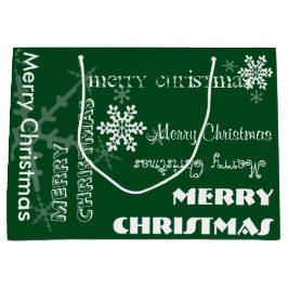 Uの一突き色のパーソナライズで白い雪片w/Text ラージペーパーバッグ