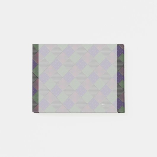 Uの一突き色の庭の格子Shimmeryビロードのキルト ポストイット (正面)