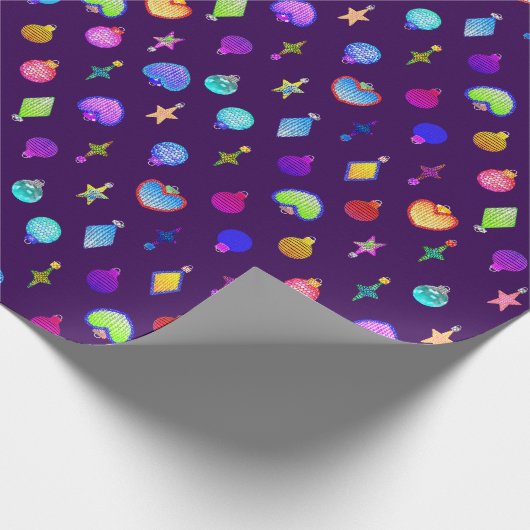 Uの一突き色の水晶クリスマスツリーのオーナメント ラッピングペーパー (角)