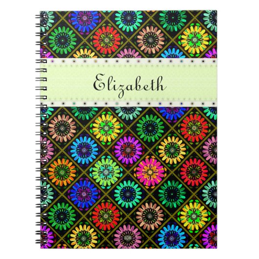 Uの一突き色の表示の放射スクラップブックの花 ノートブック (正面)