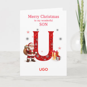 Uの名前入りクリスマスカード 息子へ シーズンカード