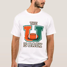 Uの復活 オレンジとグリーンのカレッジフットボール ファ Tシャツ