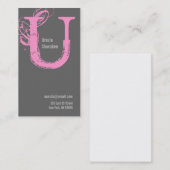 Uの手紙のアルファベットの名刺のピンクの灰色 名刺 (正面/裏面)
