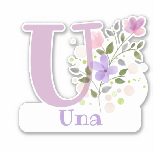 Uの文字で「Una」と名付けるカットアウトステッカー シール (正面)