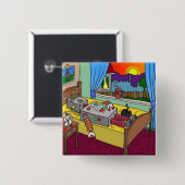 Uの❤️をlove私をRobbieのロボット睡眠の正方形のバッジlove 缶バッジ (正面&裏面)