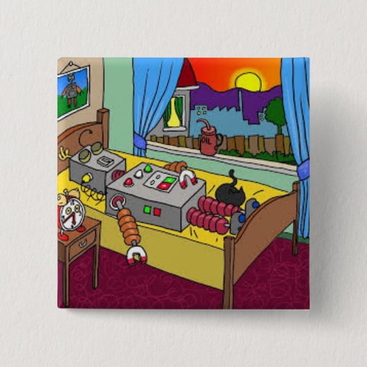 Uの❤️をlove私をRobbieのロボット睡眠の正方形のバッジlove 缶バッジ (正面)