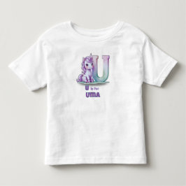 Uはユニコーンのイニシャル お名前入りキッズTシャツ トドラーTシャツ