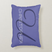 Uイニシャルカリグラフィトレンディーヴァーリーブルーシック アクセントクッション (正面(垂直))