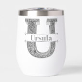 Uイニシャルパーソナライズされたシルバーモノグラムあなたの名前 (正面)