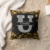 Uイニシャルパーソナライズされたシルバーモノグラムあなたの名前 クッション (ブランケット)